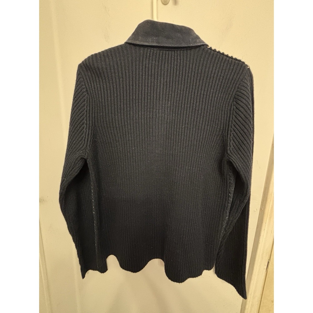 Big Studio Works Small Women's Leather Patchwork Blue Gray Full Zip Whipstitch - Picture 5 of 10